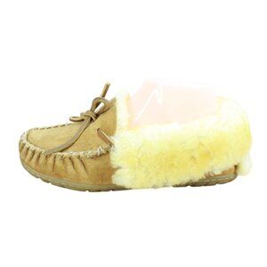 LL Bean Wicked Good Moccasins Shearling Lined Suede Brown Size 10 Inch